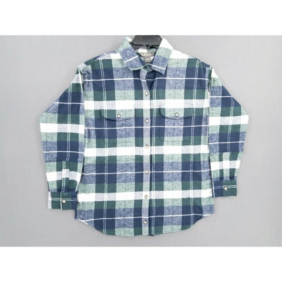 Natural Reflections Shirt Mens Small Green Blue Plaid Flannel Button Front NWT - Picture 1 of 11
